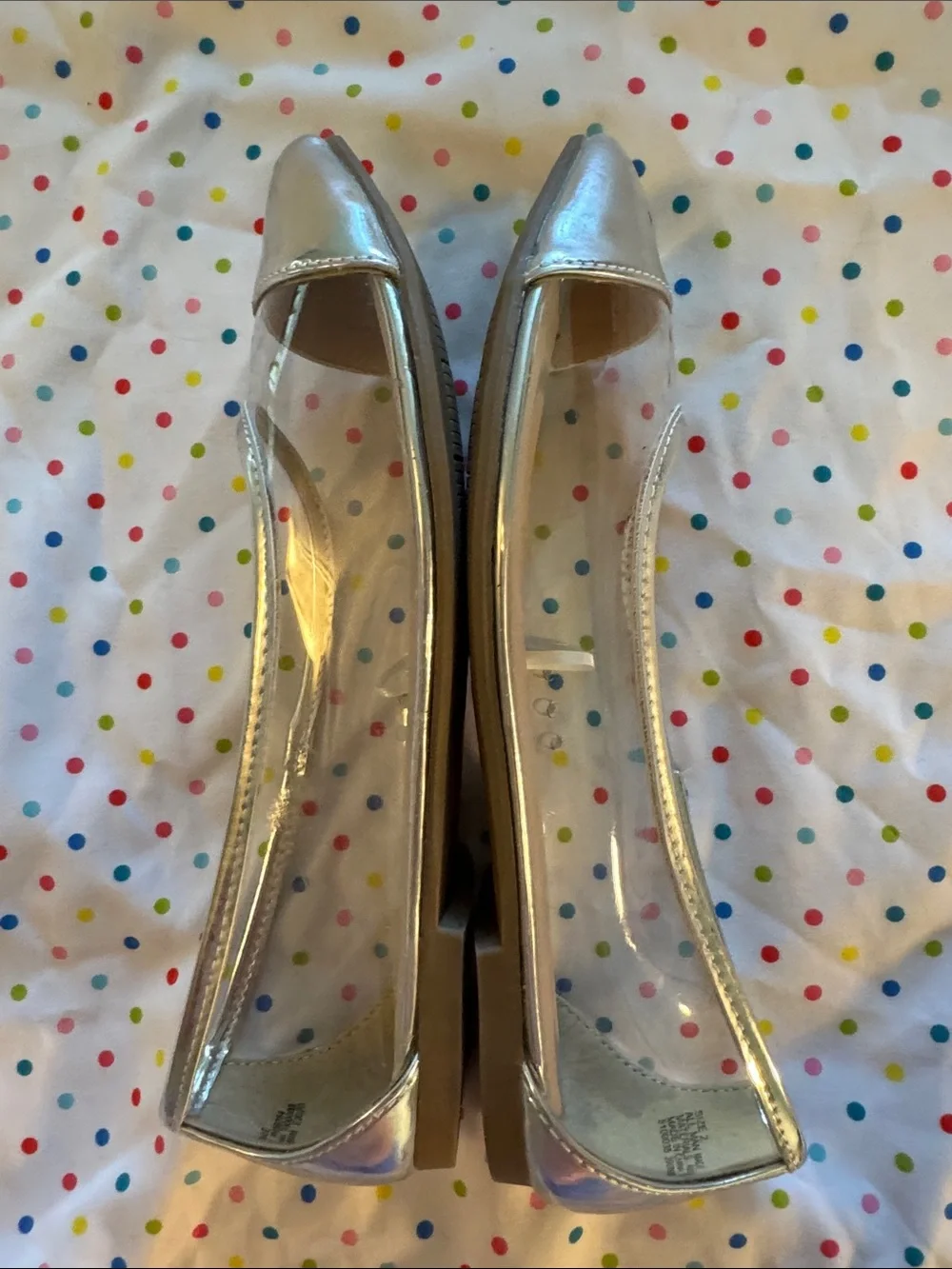 The Children's Place Silver Clear Cap-Toe Flats EUC